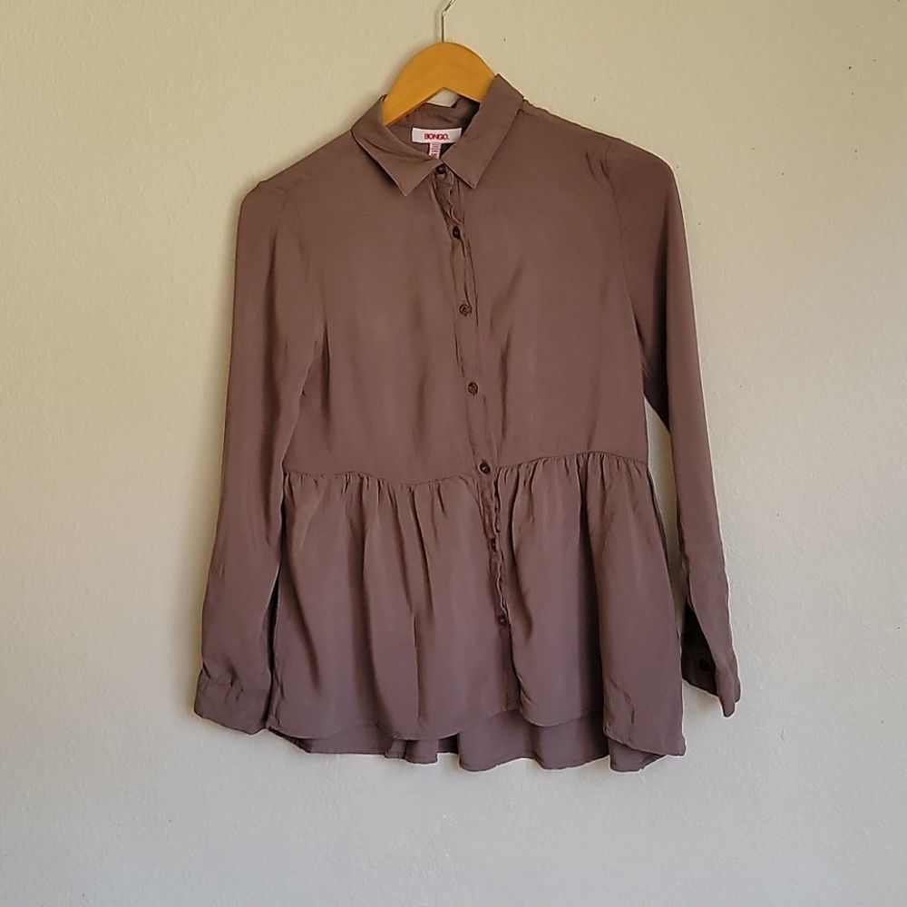 BONGO blause collar with buttons size S/C brown - Picture 2 of 12